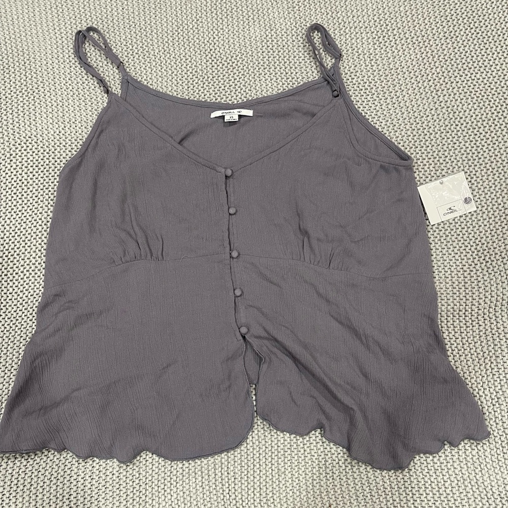 NEW W TAGS O’Neill Flowy Purple Tank Top Button Down